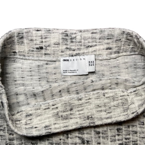 ASOS Design Ribbed Column Knit Maxi‎ Skirt  Size 4 Grey White - Picture 5 of 5